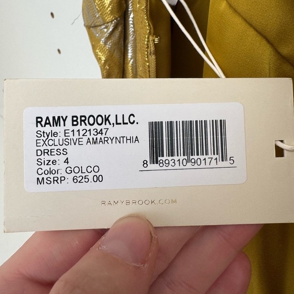 Ramy Brook- NWT Gold Stripe Metallic Cross Front Sleeveless Maxi Cocktail Dress - Picture 2 of 6